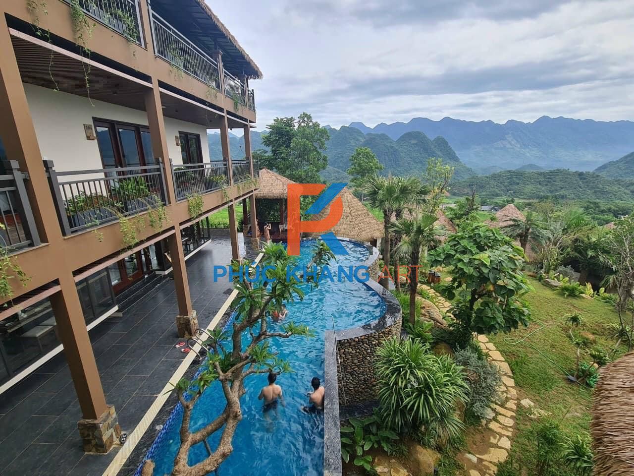 Dự án thi công nhà tre mái lá ebino pu luong resort thanh hóa phúc khang art